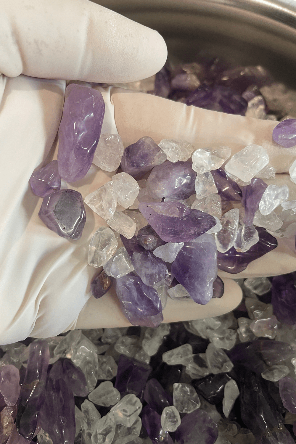 Crystal Chips ~ Amethyst & Clear Quartz - Mixed Size - Dusty Rose Essentials