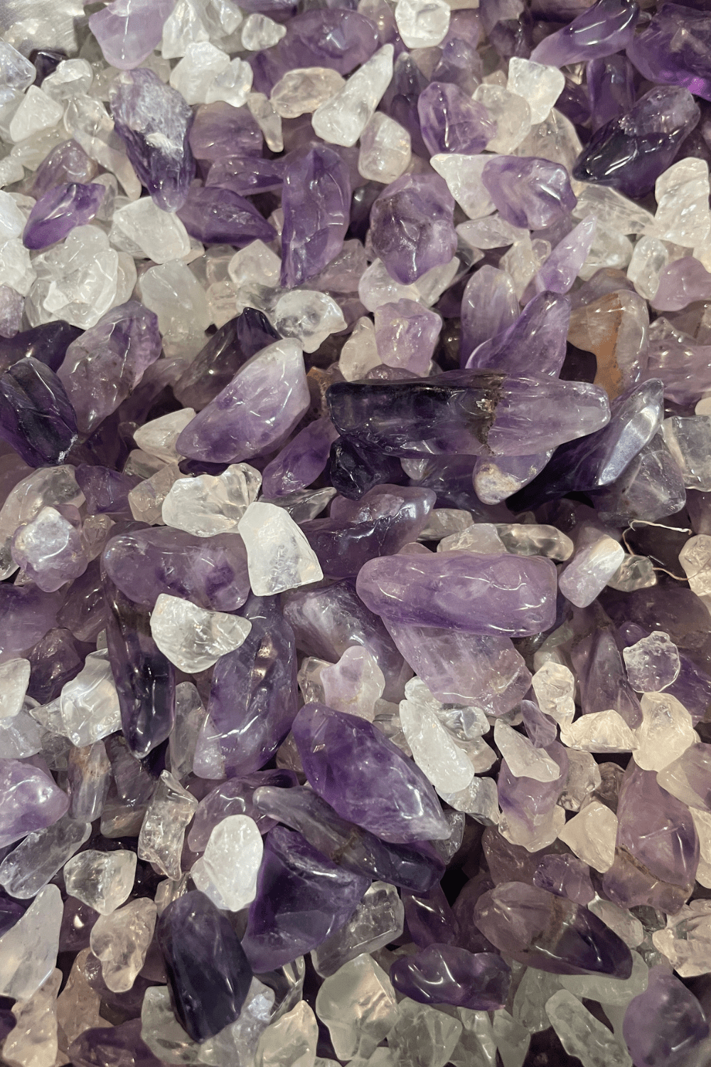 Crystal Chips ~ Amethyst & Clear Quartz - Mixed Size - Dusty Rose Essentials