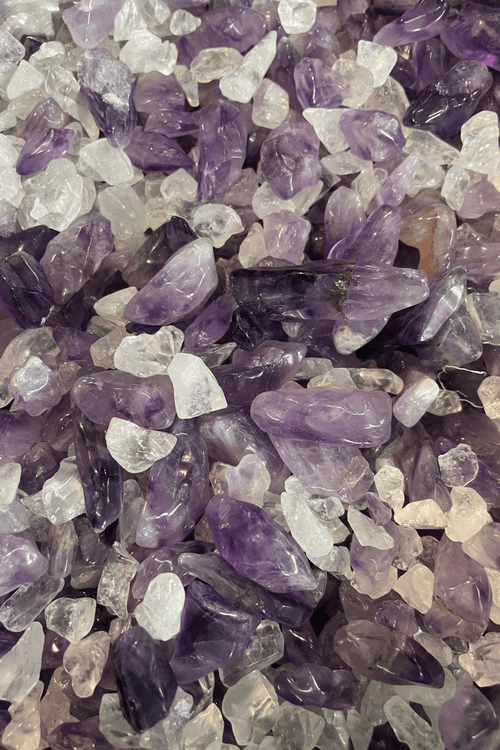 Crystal Chips ~ Amethyst & Clear Quartz - Mixed Size - Dusty Rose Essentials