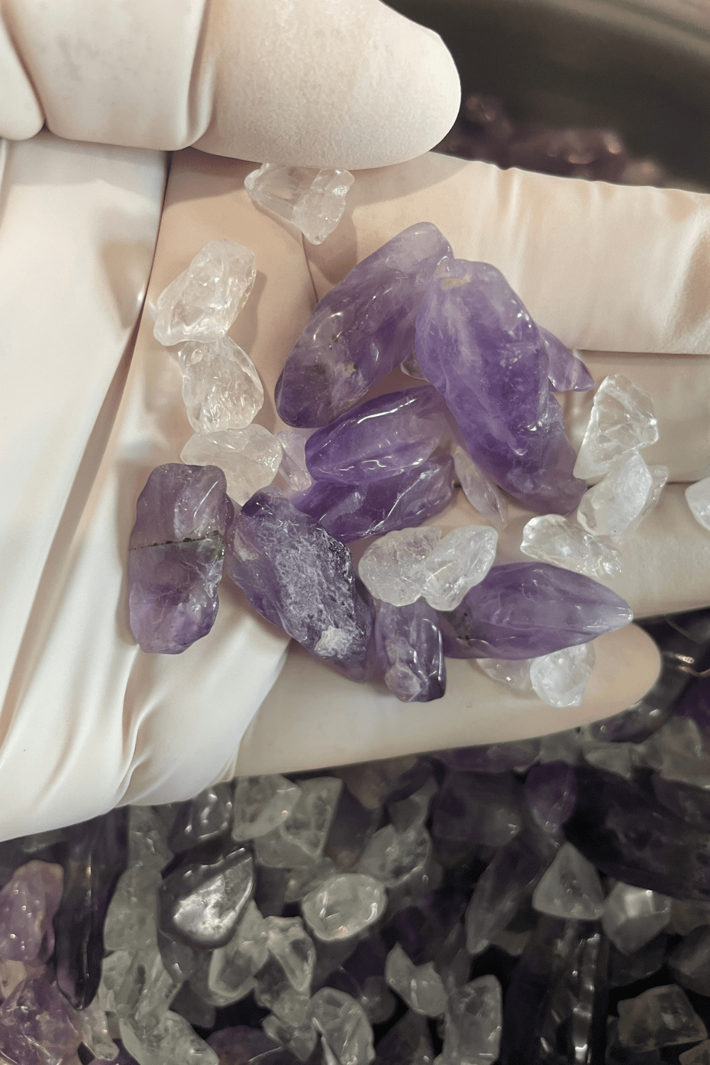 Crystal Chips ~ Amethyst & Clear Quartz - Mixed Size - Dusty Rose Essentials